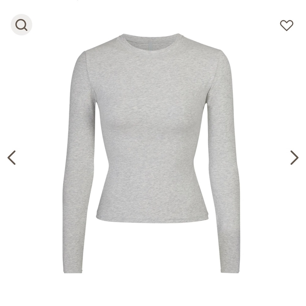 Skims Gray Cotton Jersey Long Sleeve T-Shirt XS